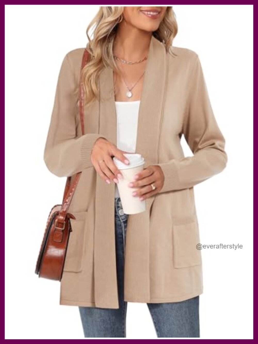 Classic Long Sleeve Knit Cardigan Sweater Coat with Pockets